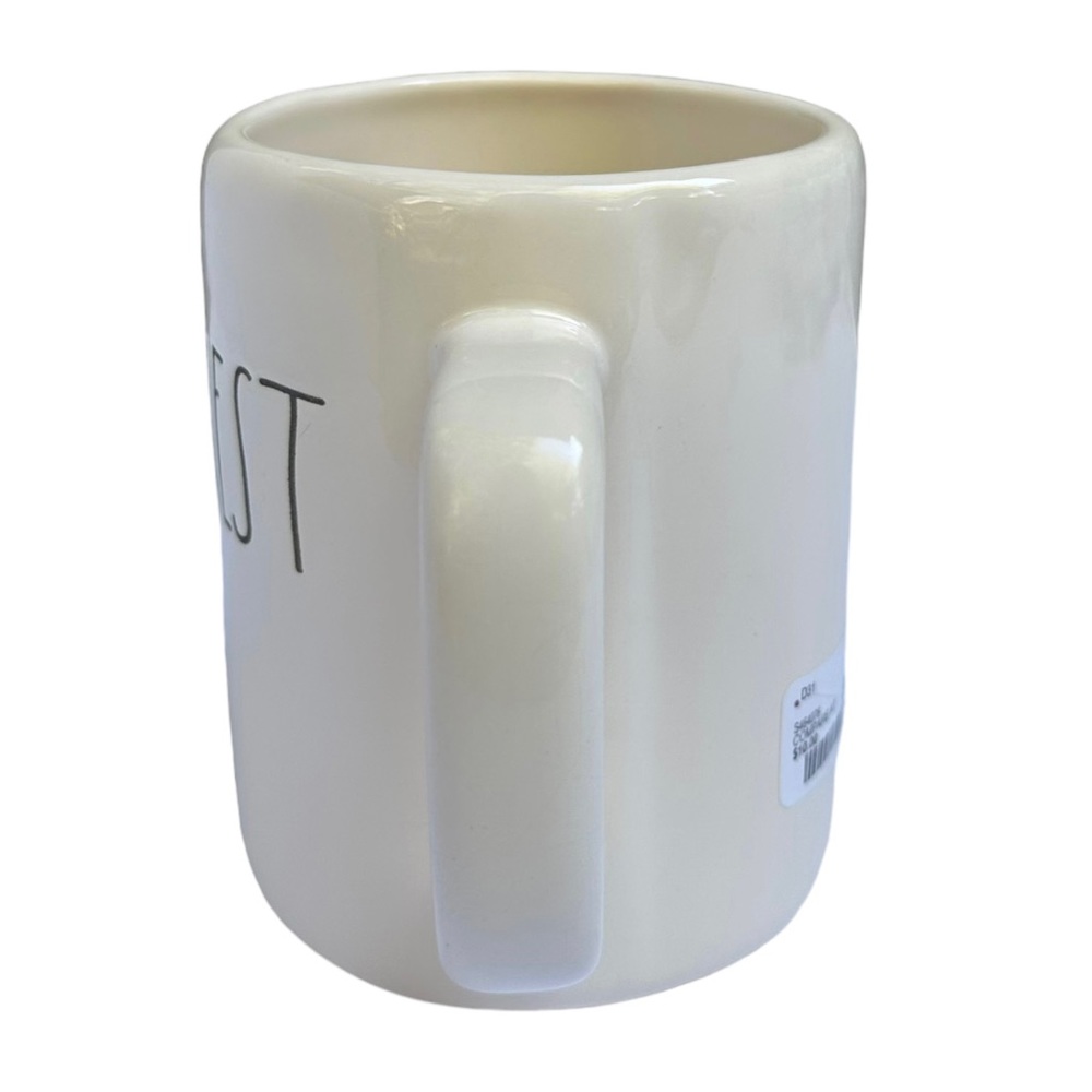 Rae Dunn BE HONEST Mug White Black Large Letters Ceramic Dimples 2018 NWT OG - Picture 5 of 12